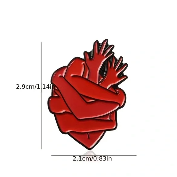 (3/$15) Heart Hug Enamel Pin - Picture 3 of 3